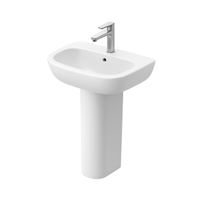 Duravit D-Code bathroom basin with pedestal, 60cm.