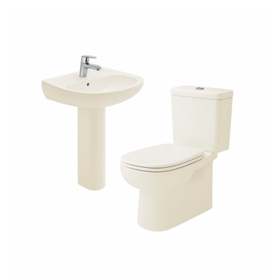 "Duravit D-Code 55 cm basin set with full pedestal."
